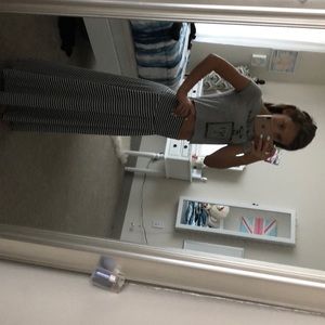 Black and white striped skirt